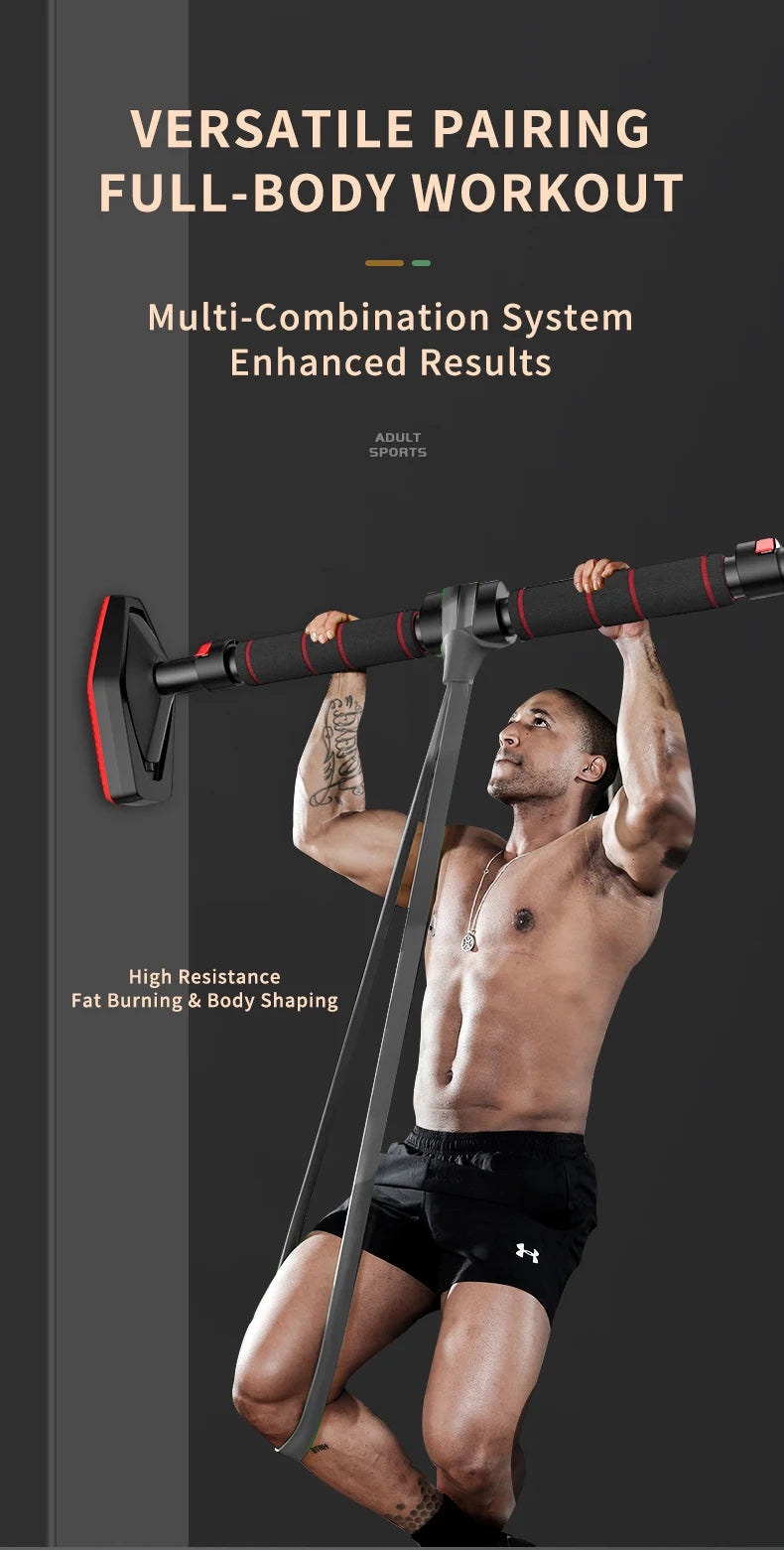 ersatile resistance band set ranging from 5 to 125 lbs for all workout levels.