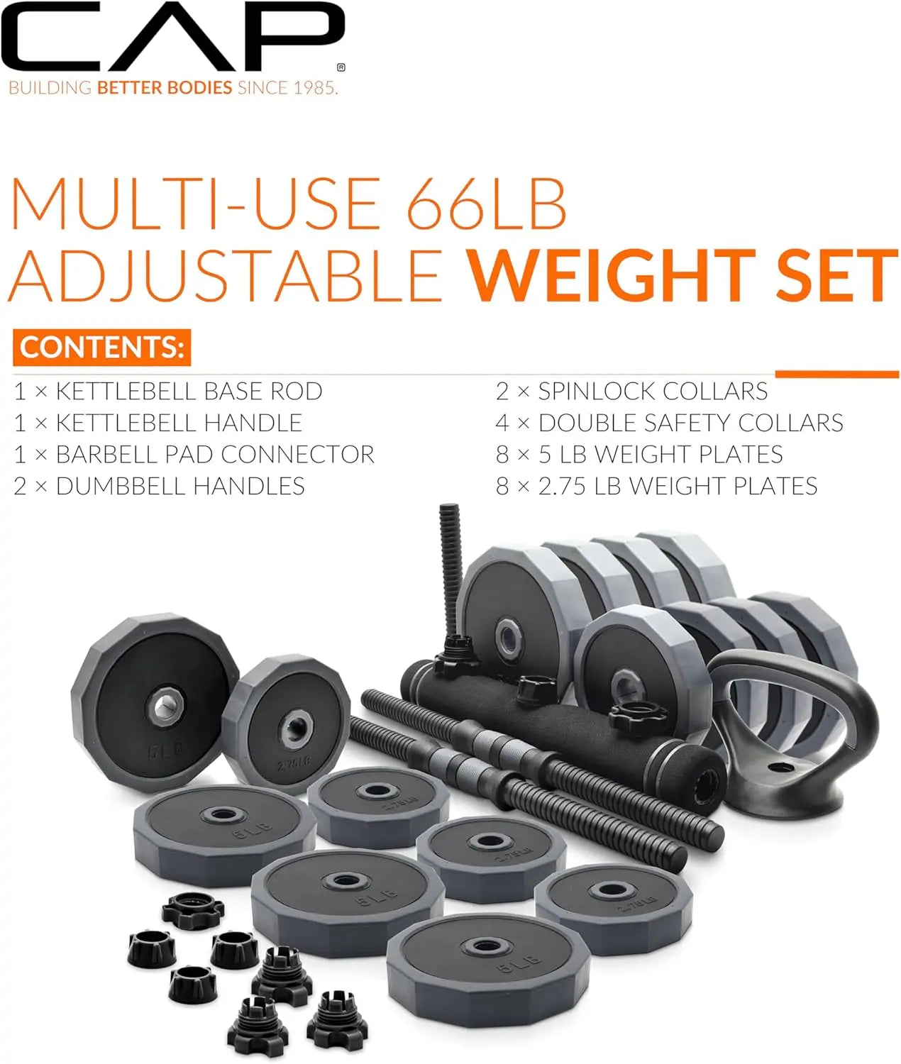 Adjustable outdoor dumbbell set with 66lbs total weight for strength training