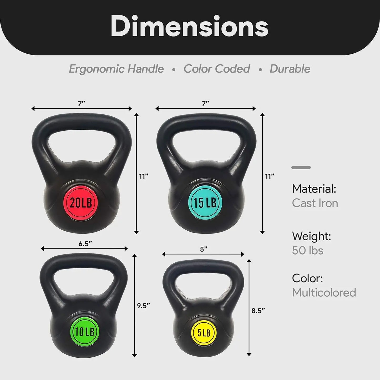 50 lbs kettlebell set with wide handle for better grip and control during training