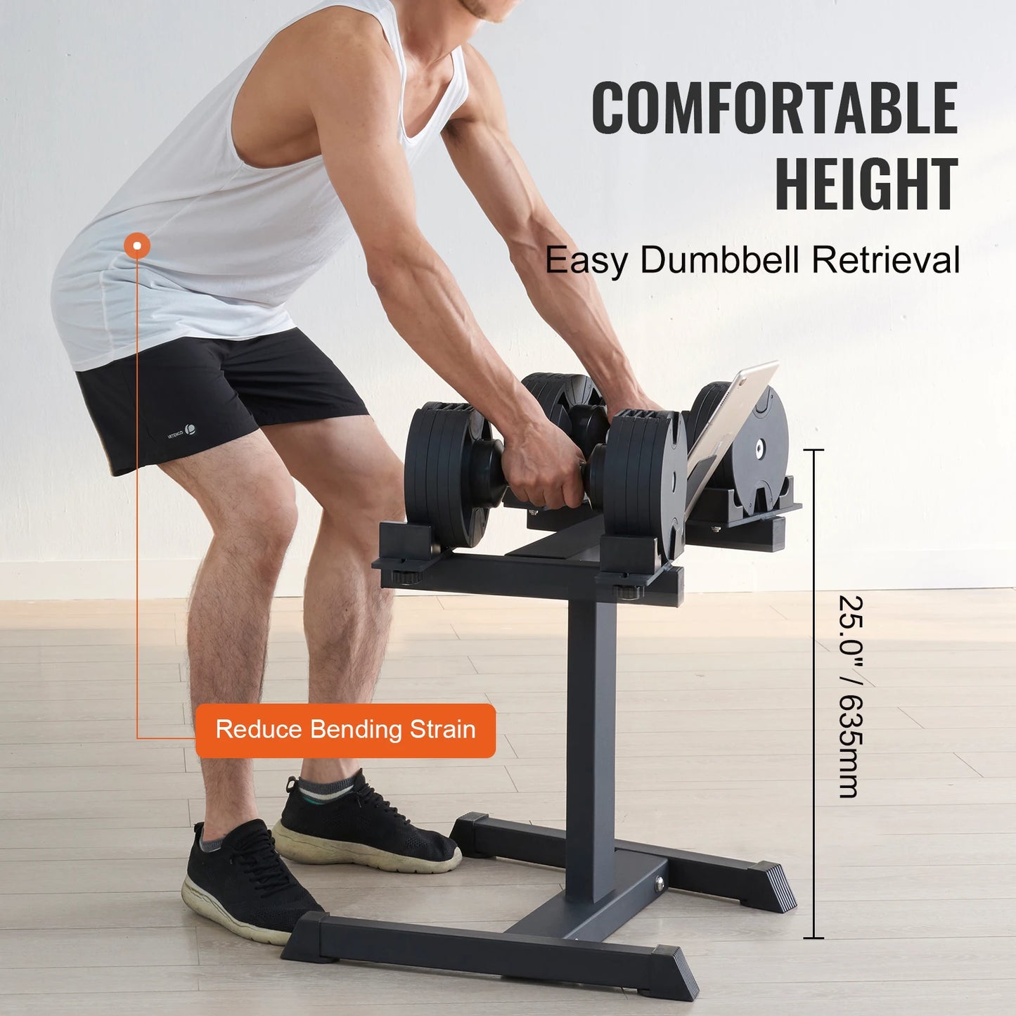 Space-saving dumbbell storage rack