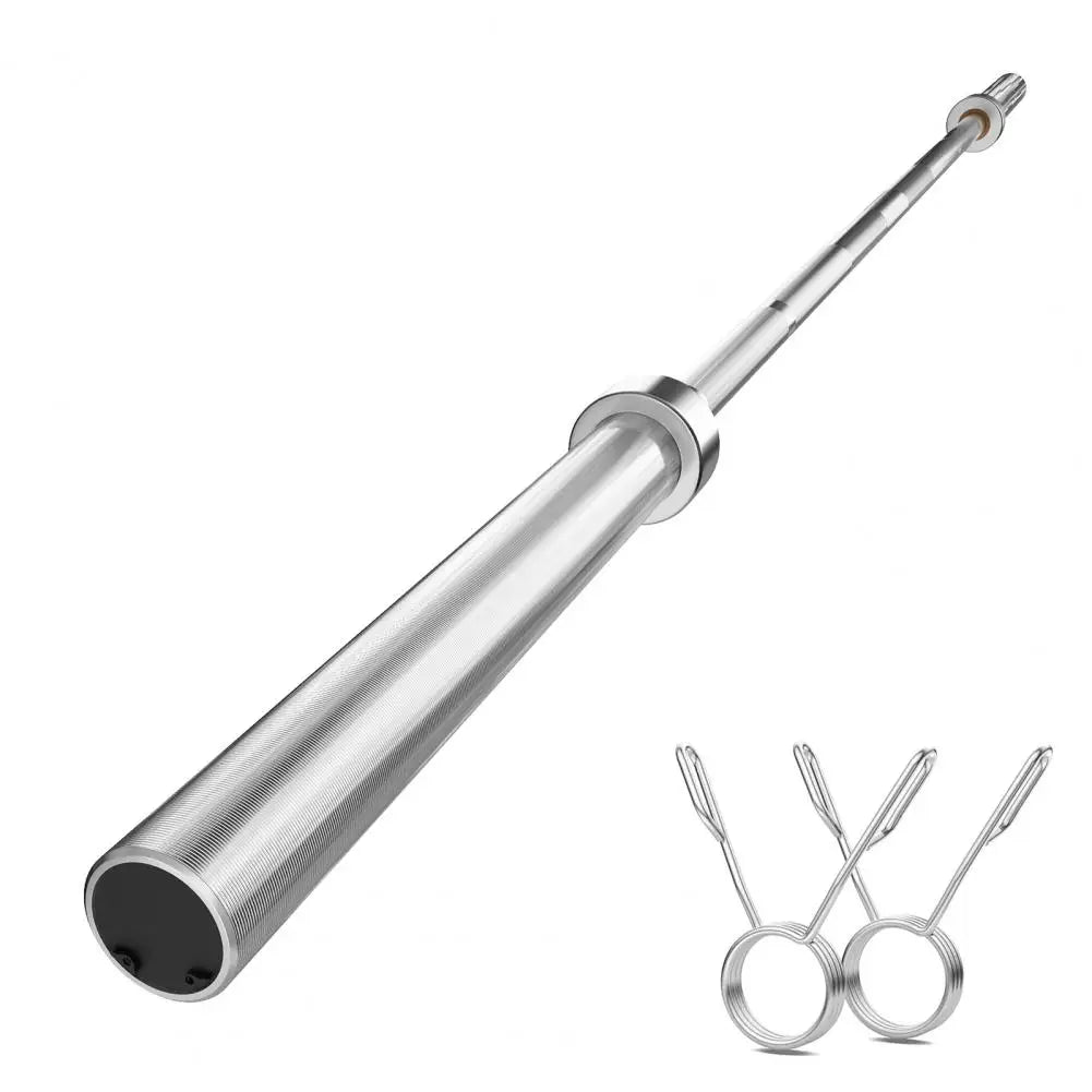 220cm competition-grade steel barbell for gym and powerlifting workouts.