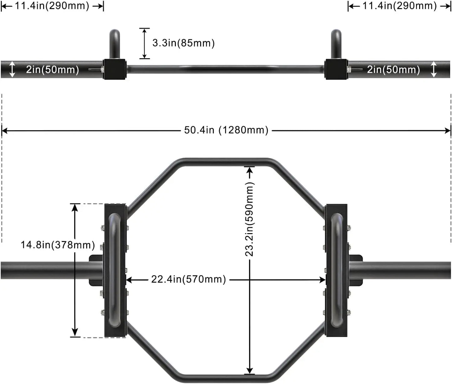 Outdoor strength training bar with hex shape for balanced lifting.
