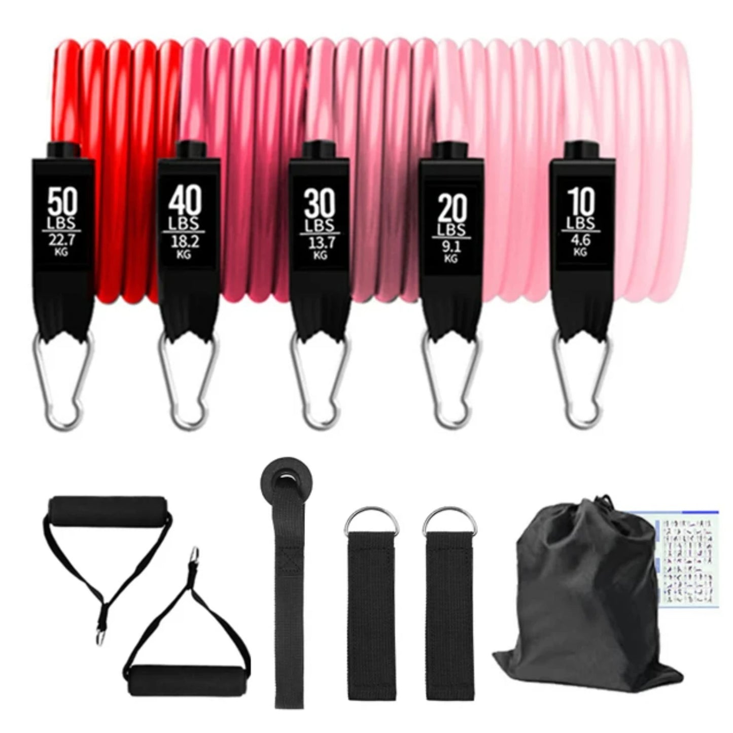 50lbs resistance tube band set for home workouts,