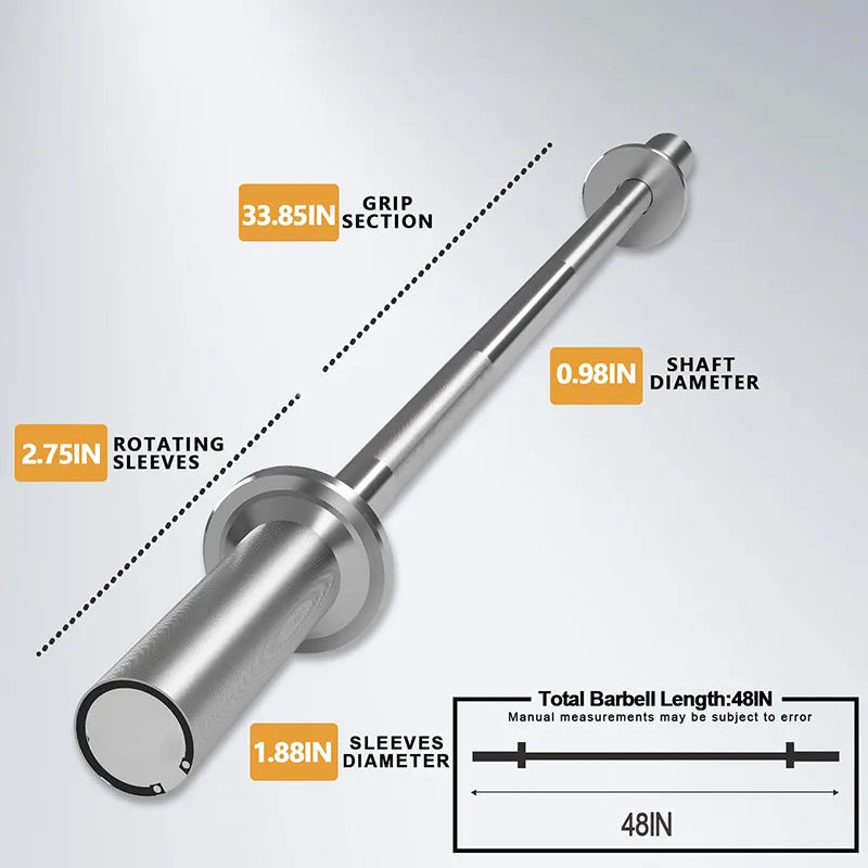 48-inch EZ curl barbell bar designed for 2-inch plates