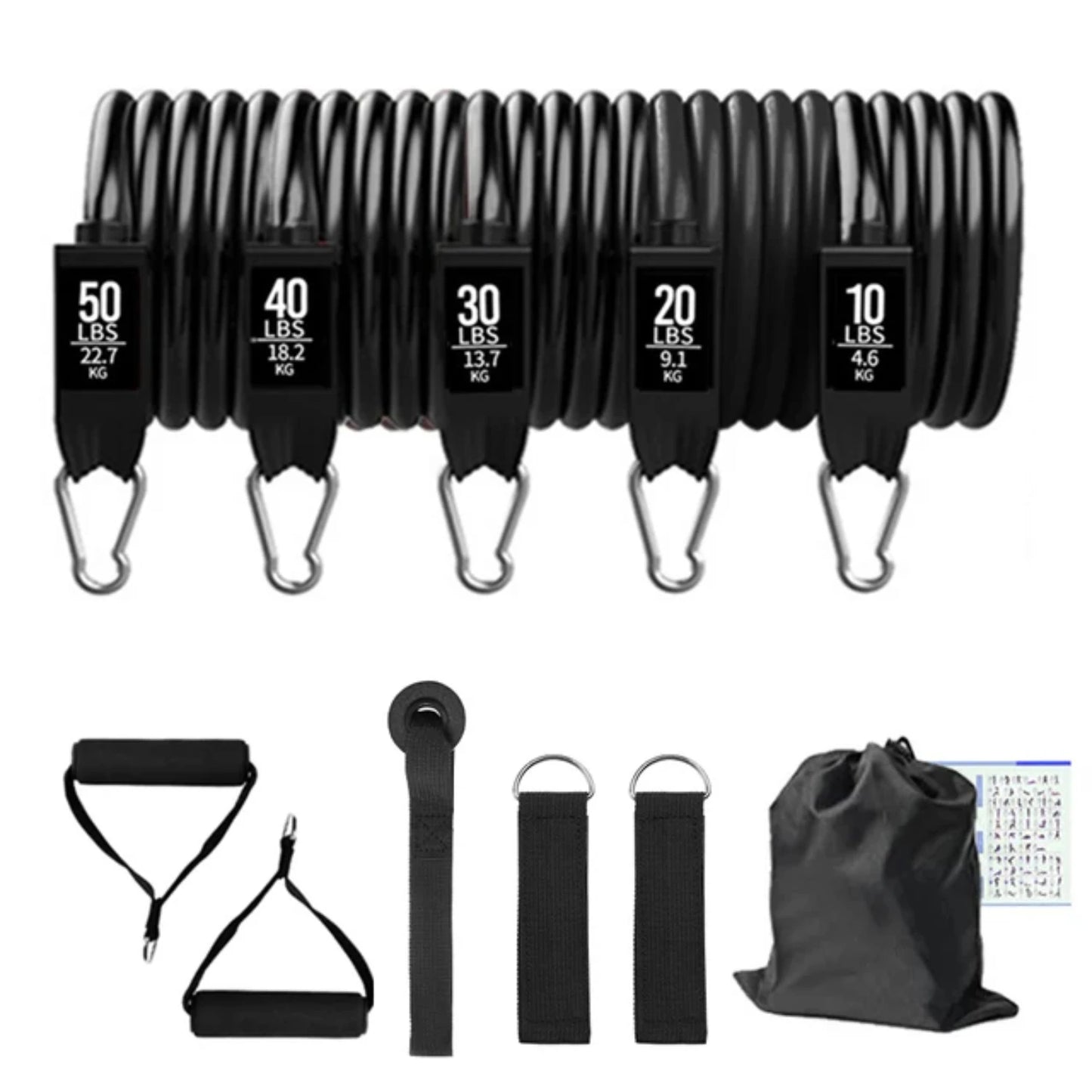 Full-body training resistance tube set for yoga and fitness