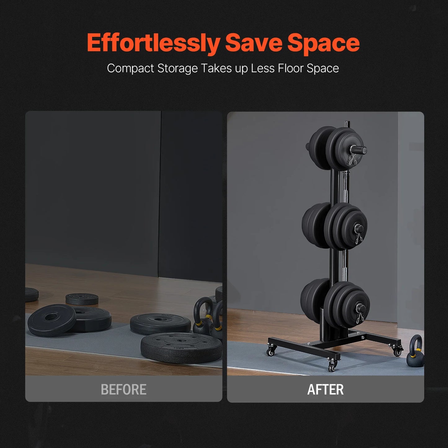 Mobile barbell stand for home gym, supports up to 1000 lbs weight.