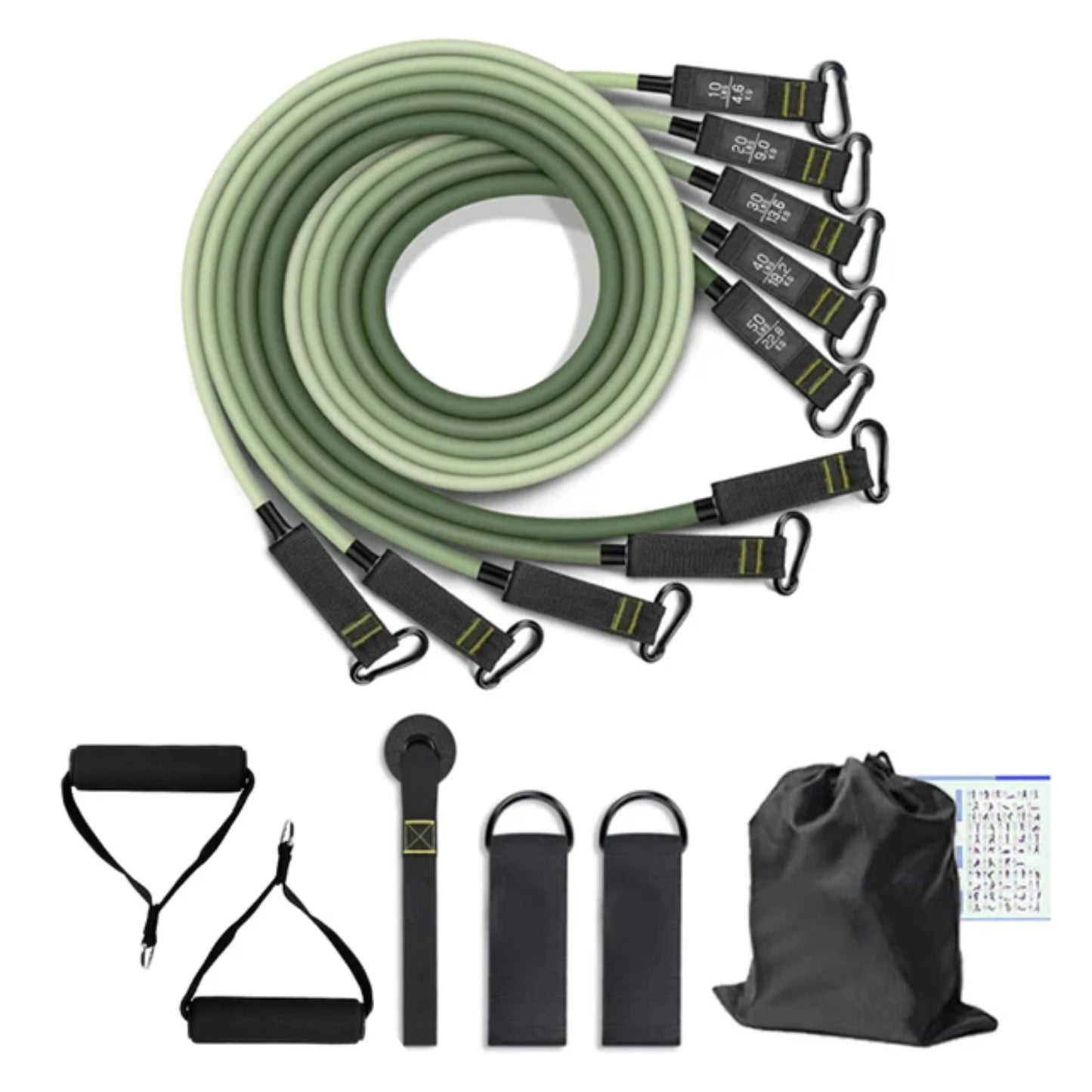 Heavy resistance yoga band set with tubes