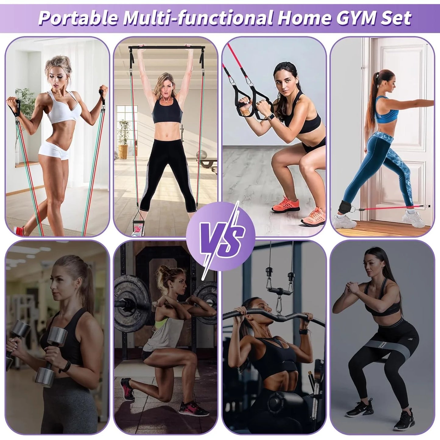 Home gym Pilates kit includes resistance bands and a portable workout bar