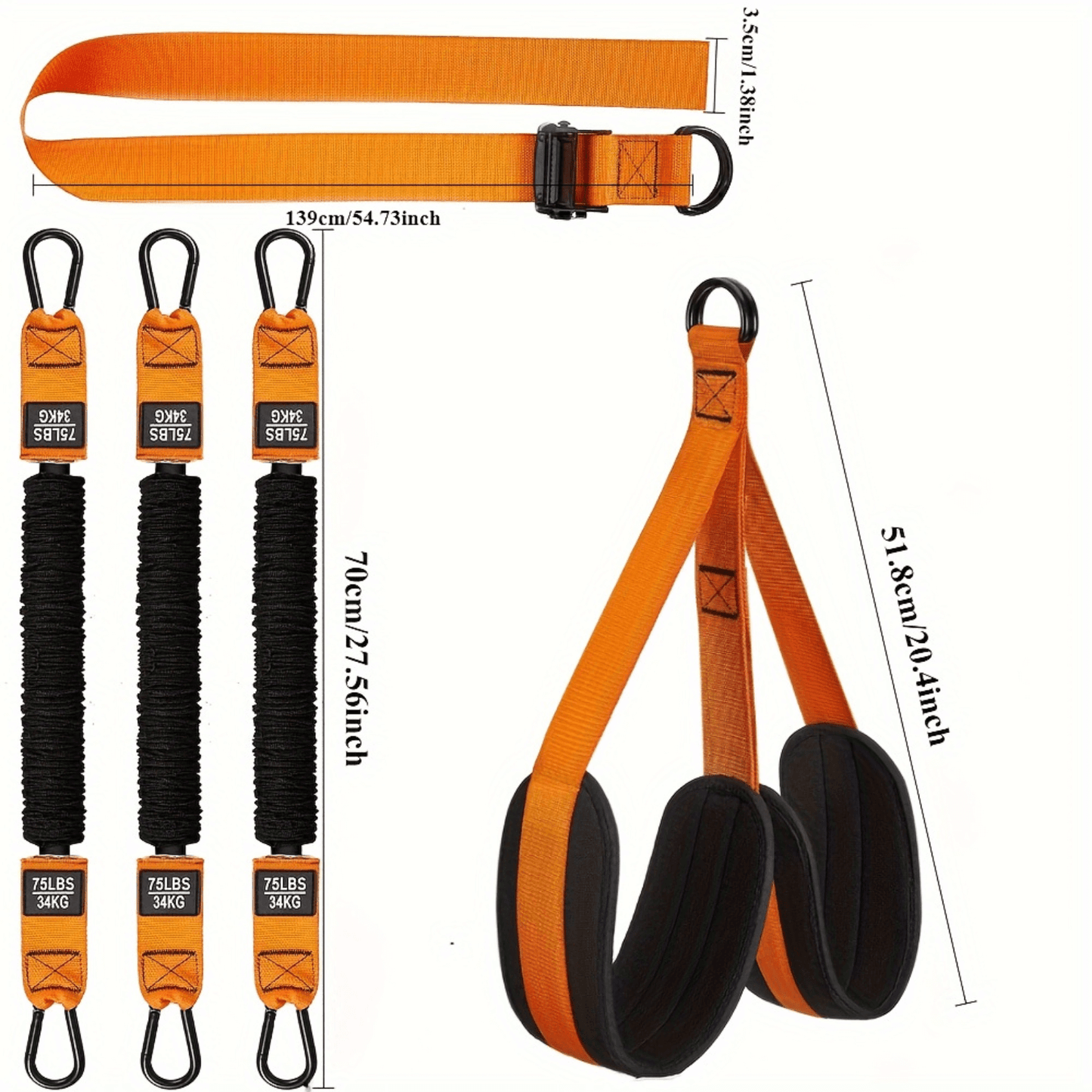 Orange-resistance 5-piece pull-up assist band set for home and gym use