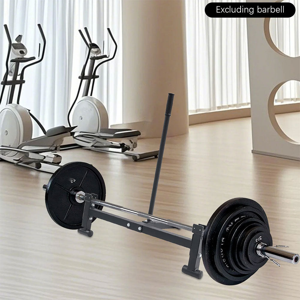 Portable barbell jack stand for easy weight changes, supports up to 220 lbs.