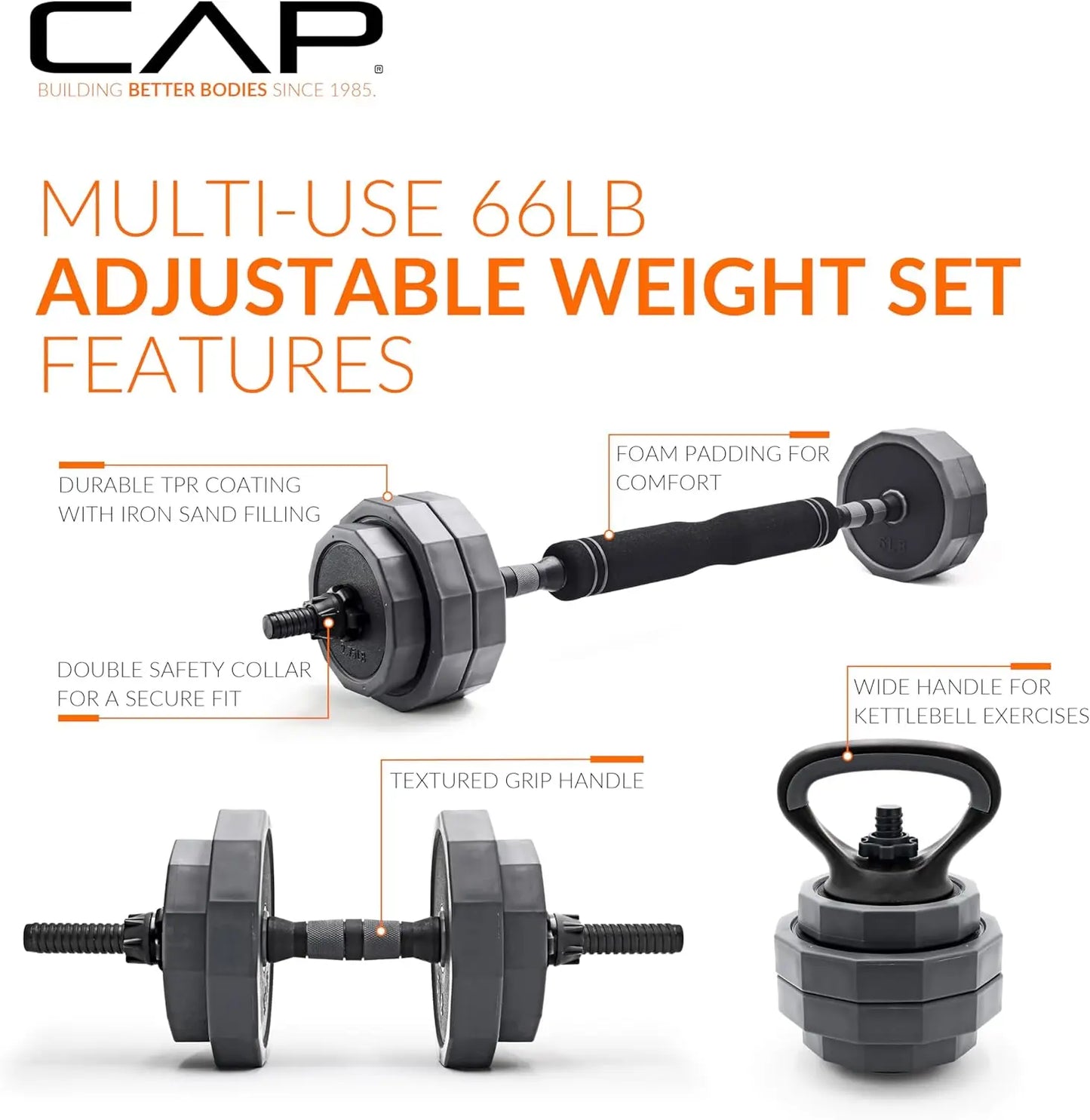 Complete 66lbs adjustable dumbbell kit for outdoor and home exercise routines