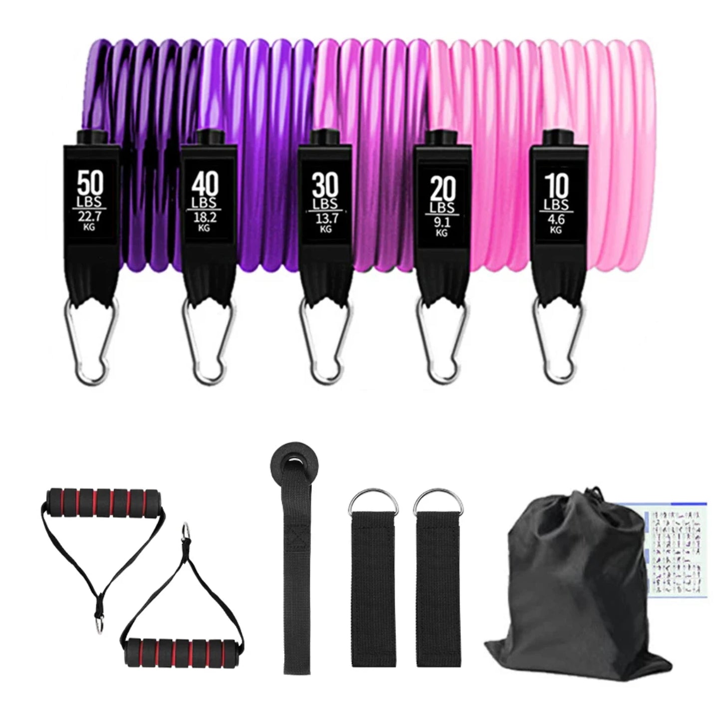 Portable resistance tube band set with 150lbs capacity for yoga and workout routines