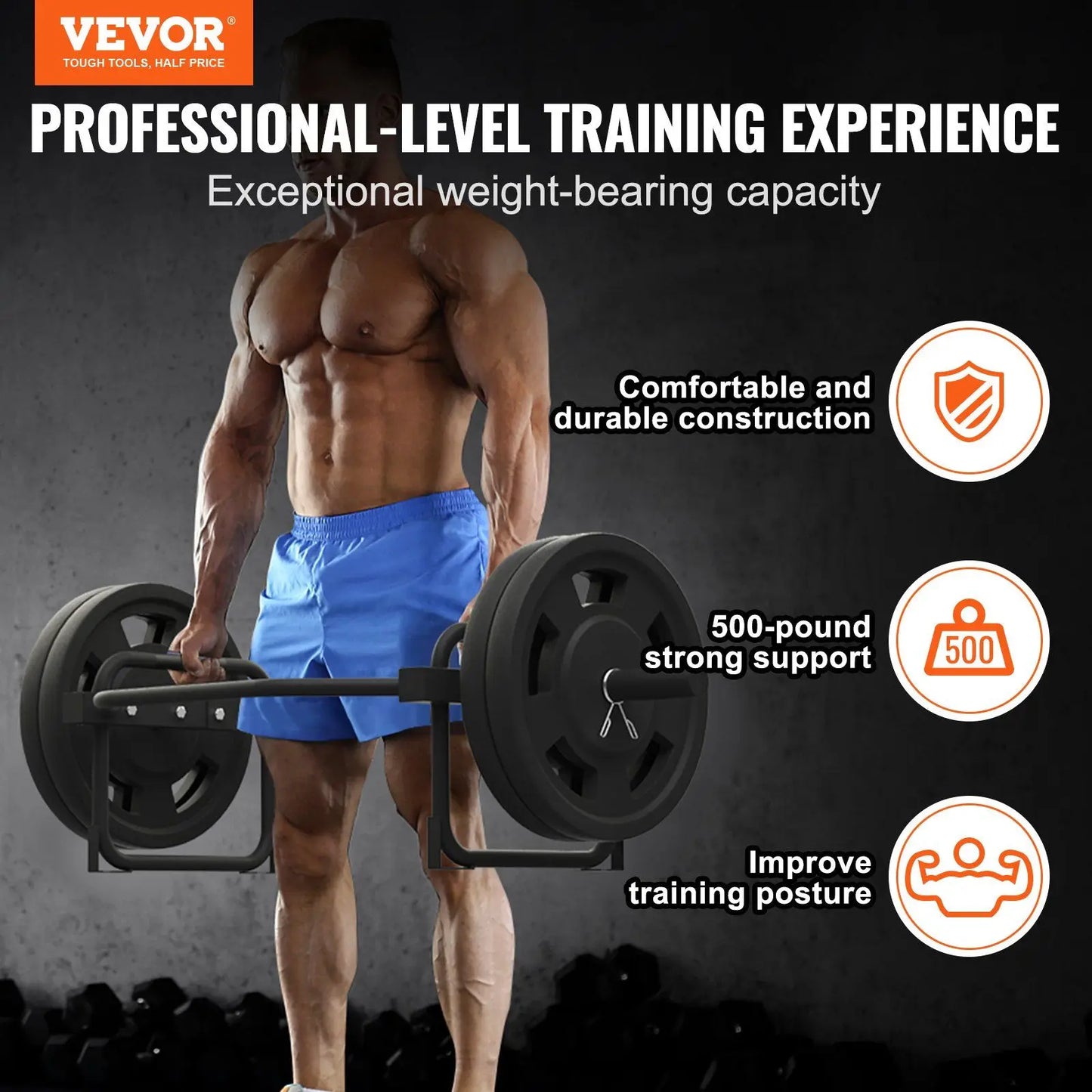 Hexagonal trap barbell for outdoor strength training and muscle building.