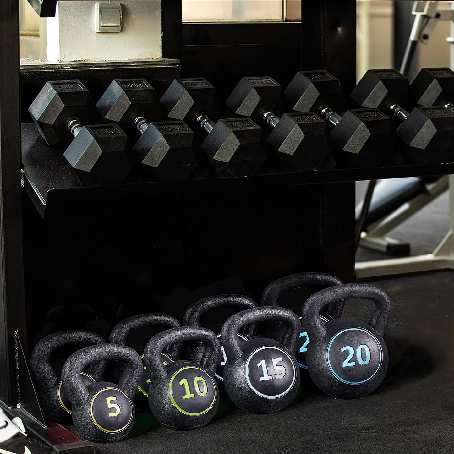Wide handle kettlebell weight set, 50 lbs total for functional fitness
