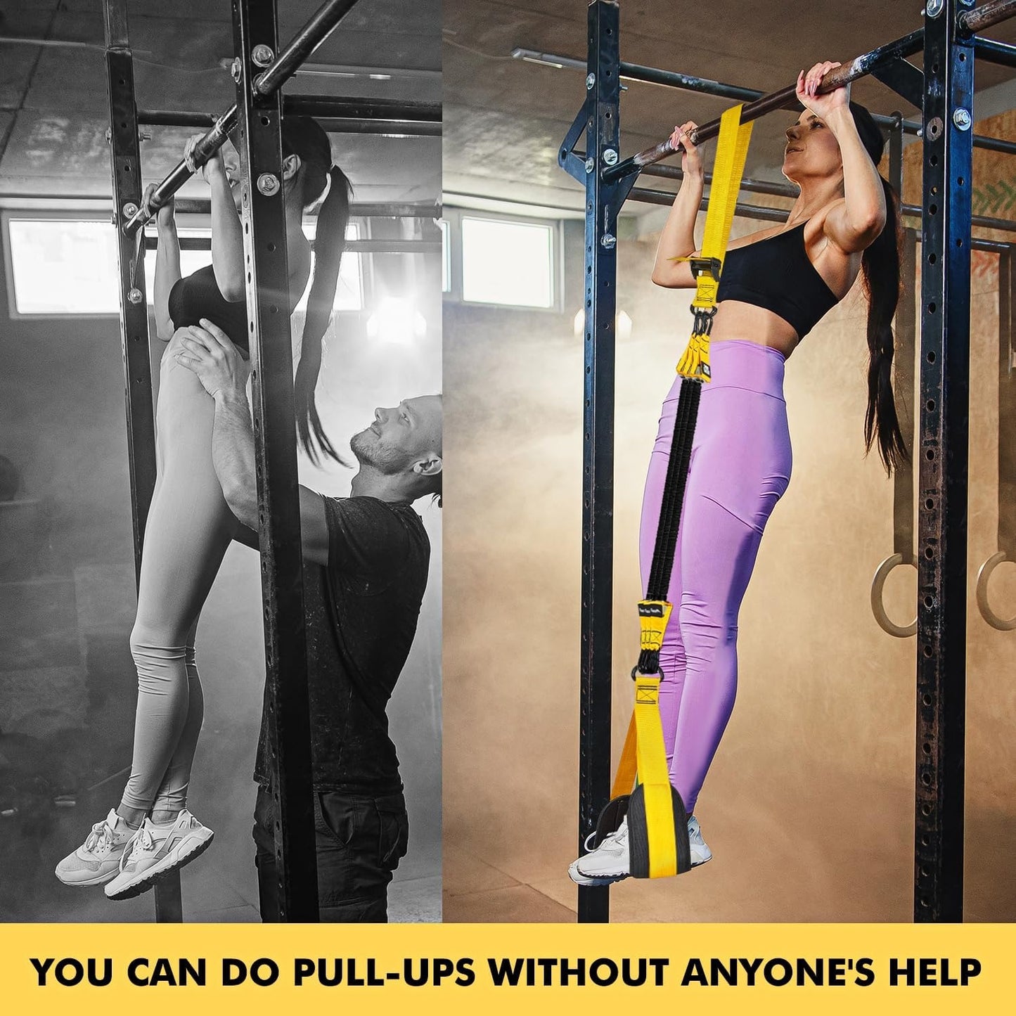 215-pound resistance yellow pull-up bands for fitness and training