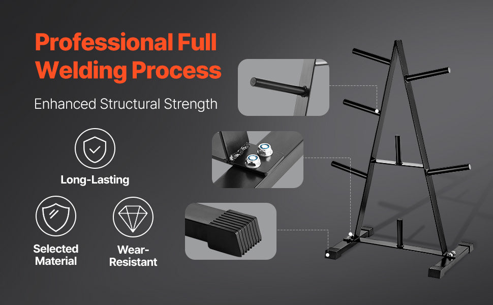 1-inch weight plate storage rack with 500 lbs load capacity