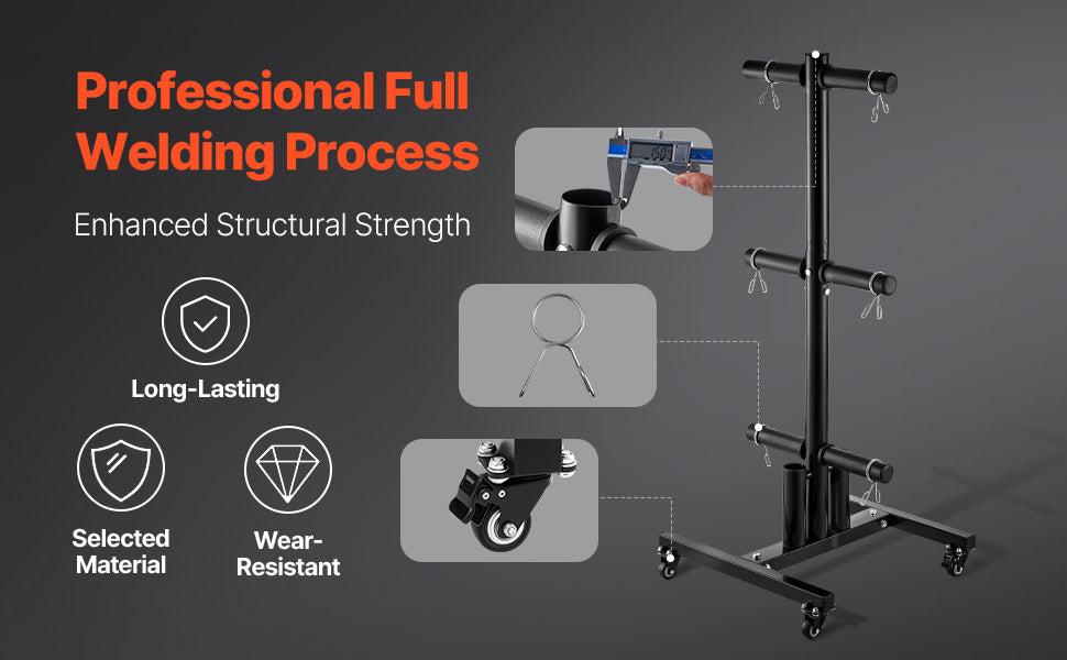 Rolling barbell rack stand designed for home gyms with high weight capacity support.