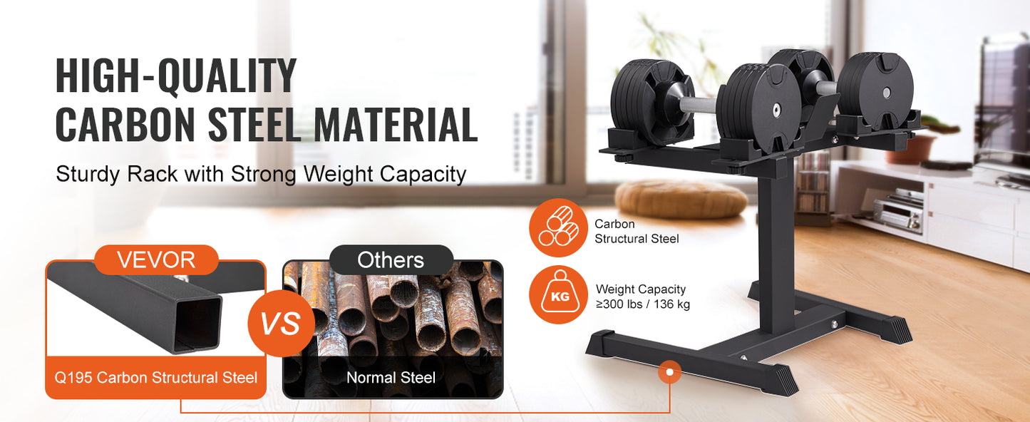 Heavy-duty dumbbell stand built to hold up to 300 pounds