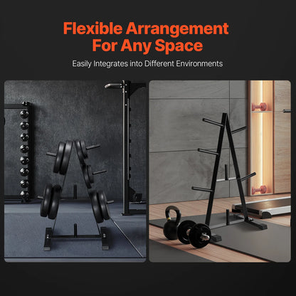 Space-saving weight plate rack for 1-inch plates with 500-pound capacity
