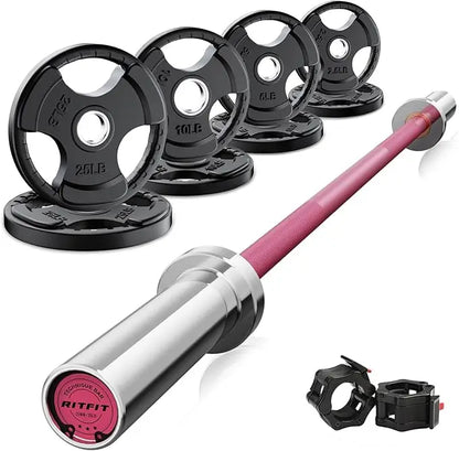Heavy-duty 4ft barbell with 85-pound plates, perfect for outdoor workouts
