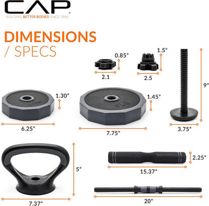 66-pound dumbbell set for outdoor workouts with adjustable weight plates