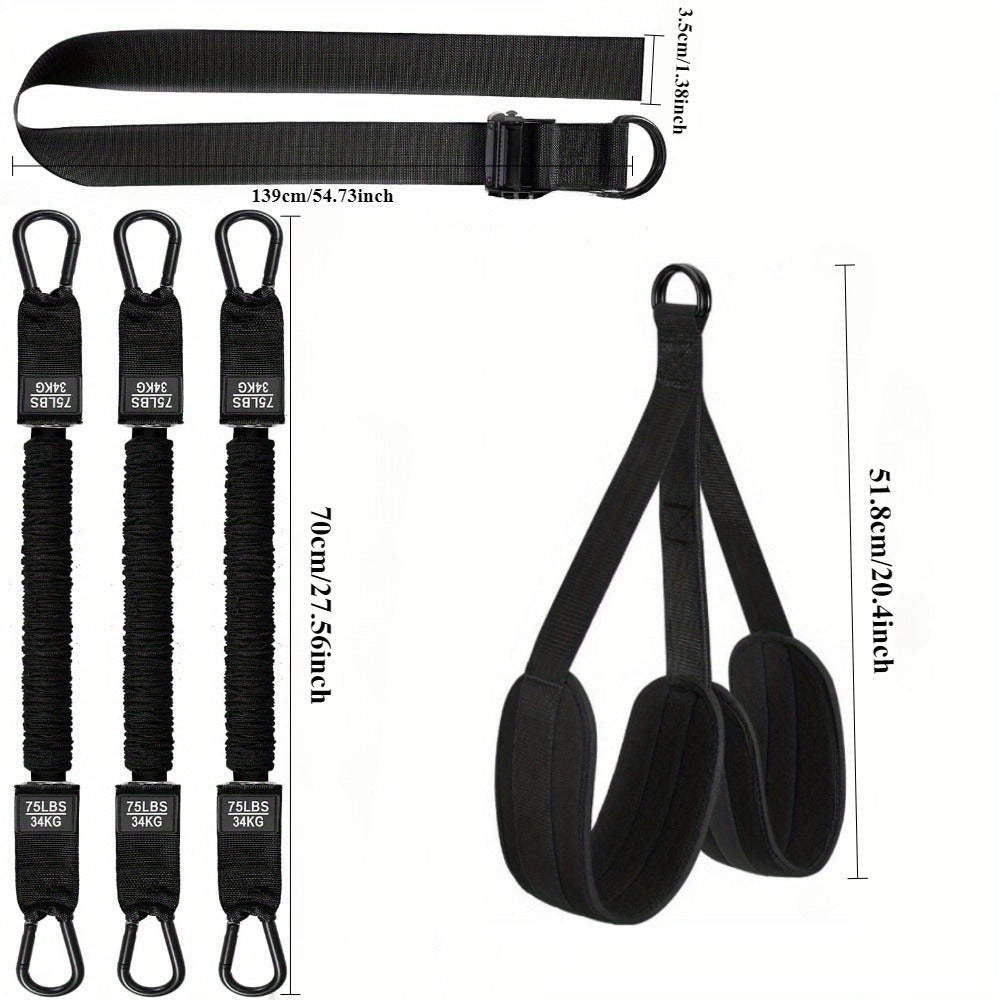 Durable 215 lbs black pull-up assist band set for home or gym workouts.