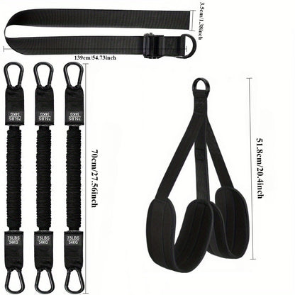 Durable 215 lbs black pull-up assist band set for home or gym workouts.