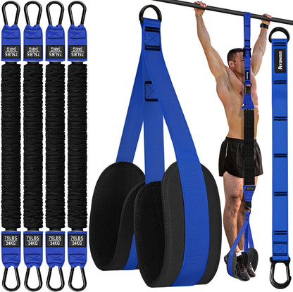 Blue-resistance 5-piece pull-up assist band set for home and gym use
