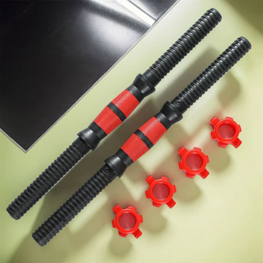 Pair of dumbbell rods with non-slip grip handles