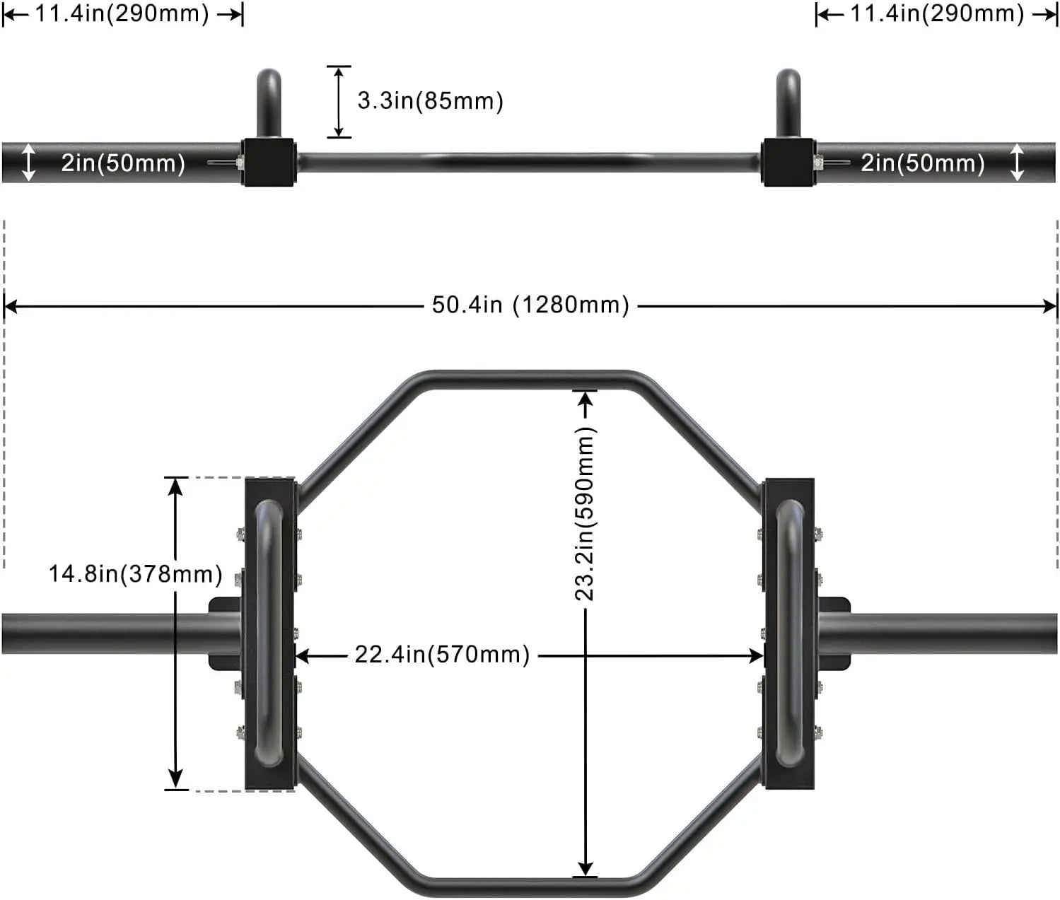 Outdoor strength training bar with hex shape for balanced lifting.