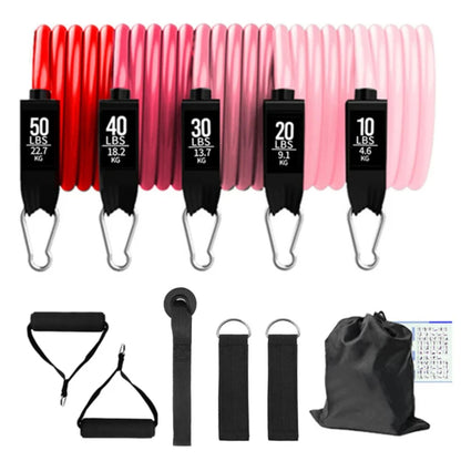 50lbs resistance tube band set for home workouts,