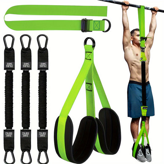 Green pull-up assist band set offering 215 pounds of resistance for training