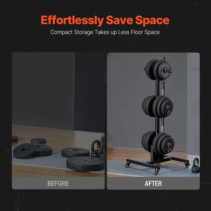 Mobile barbell stand for home gym, supports up to 1000 lbs weight.
