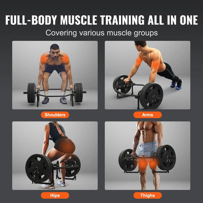Durable hex barbell for deadlifts and squats in outdoor workouts.
