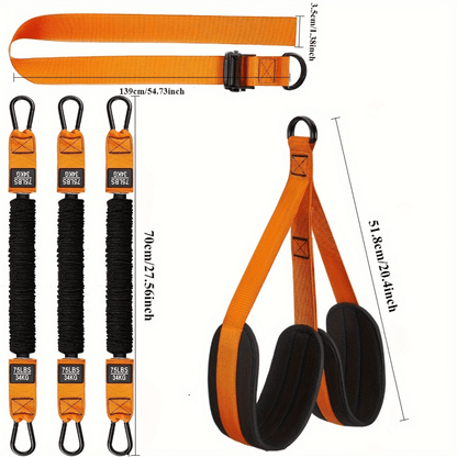 Orange-resistance 5-piece pull-up assist band set for home and gym use