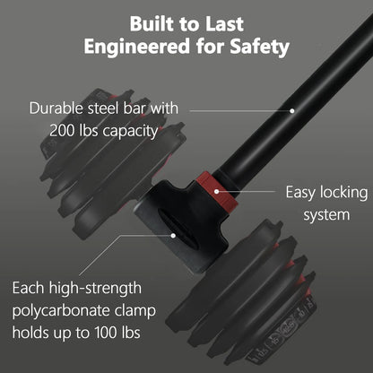 Versatile dumbbell to barbell and kettlebell set