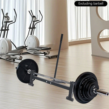 Portable barbell jack stand for easy weight changes, supports up to 220 lbs.