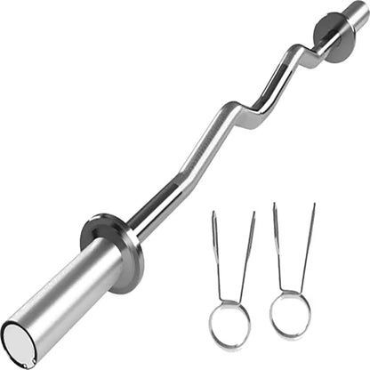 Durable 48-inch curl barbell fits 2-inch plates, ideal for curls, squats, and more