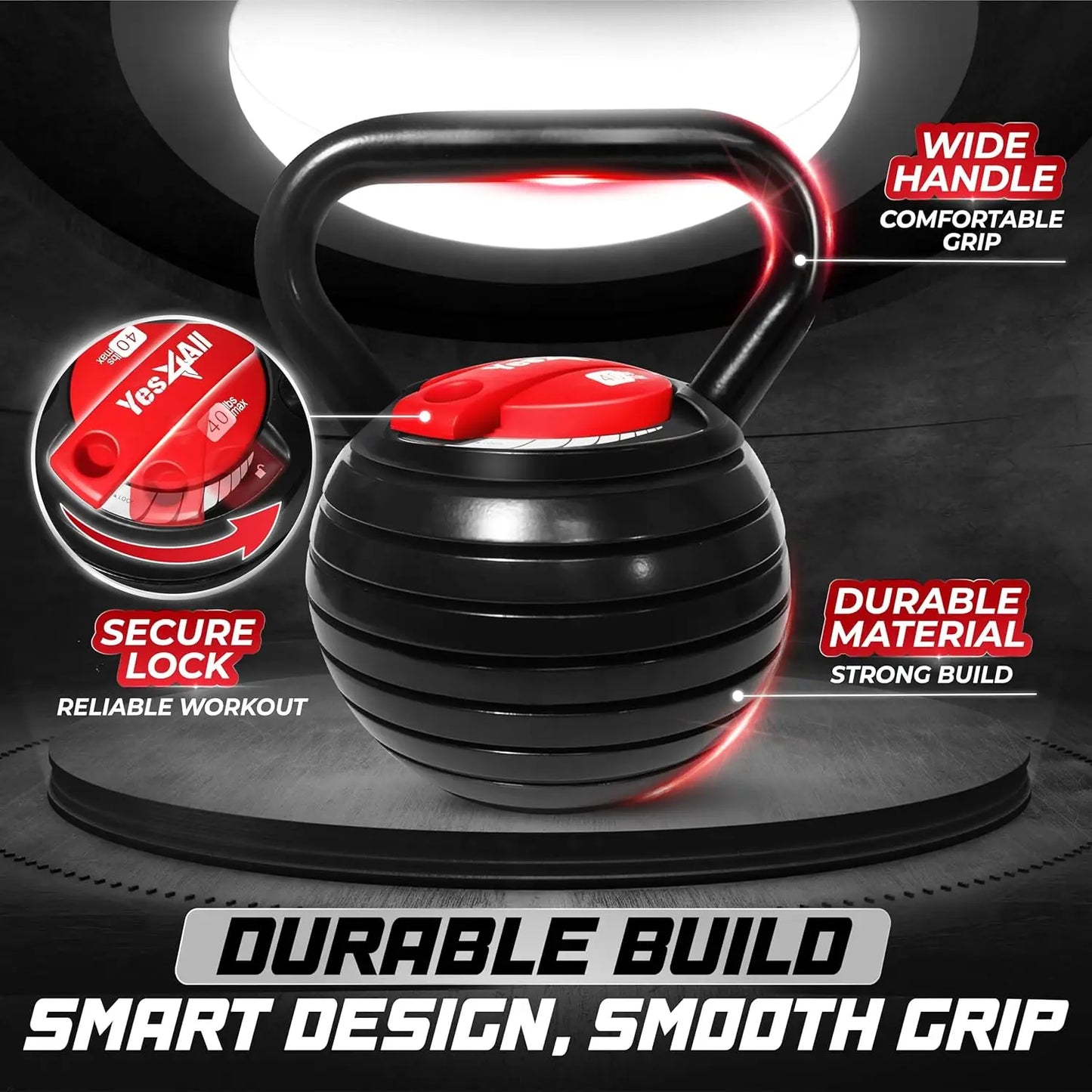 40 lbs adjustable kettlebell set for flexible weight training and easy storage