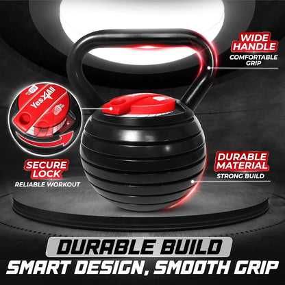 40 lbs adjustable kettlebell set for flexible weight training and easy storage
